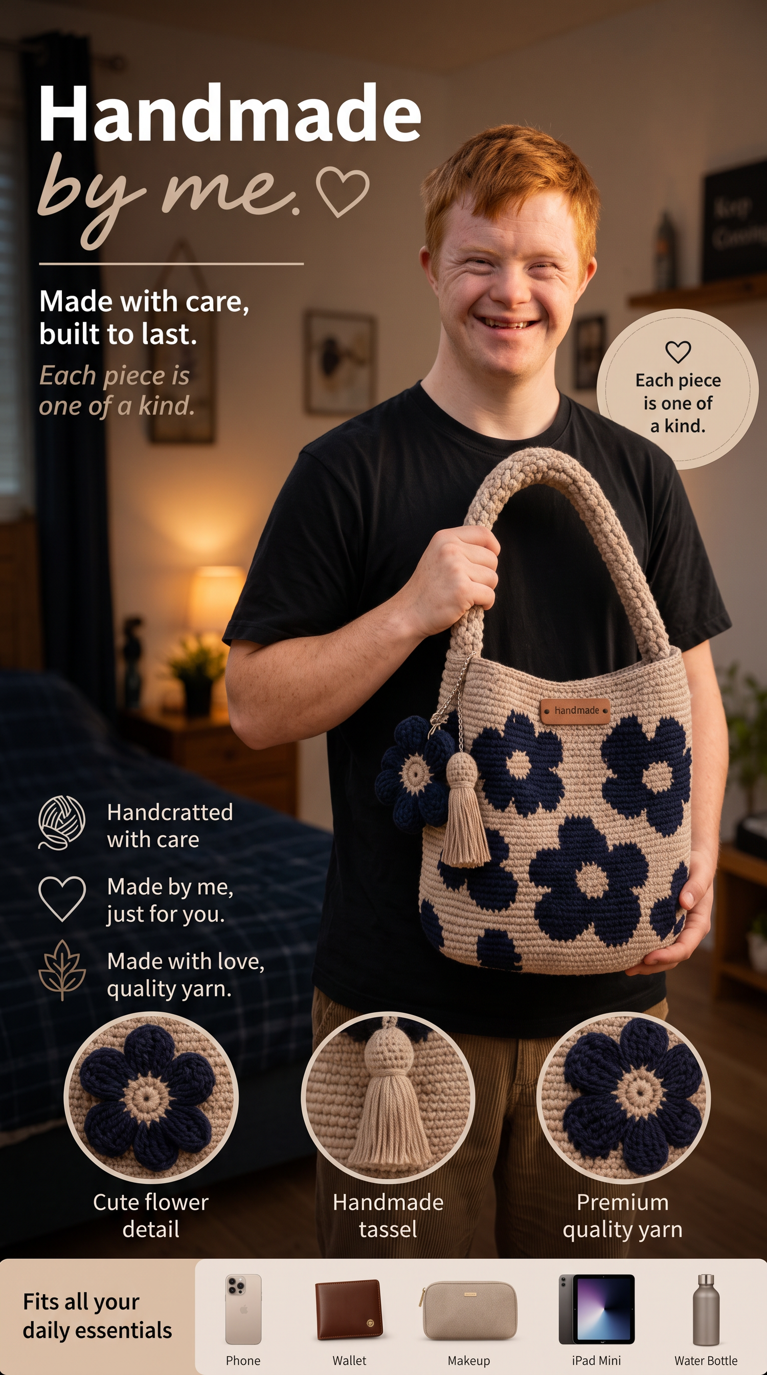 Handmade Crochet Flower Bag