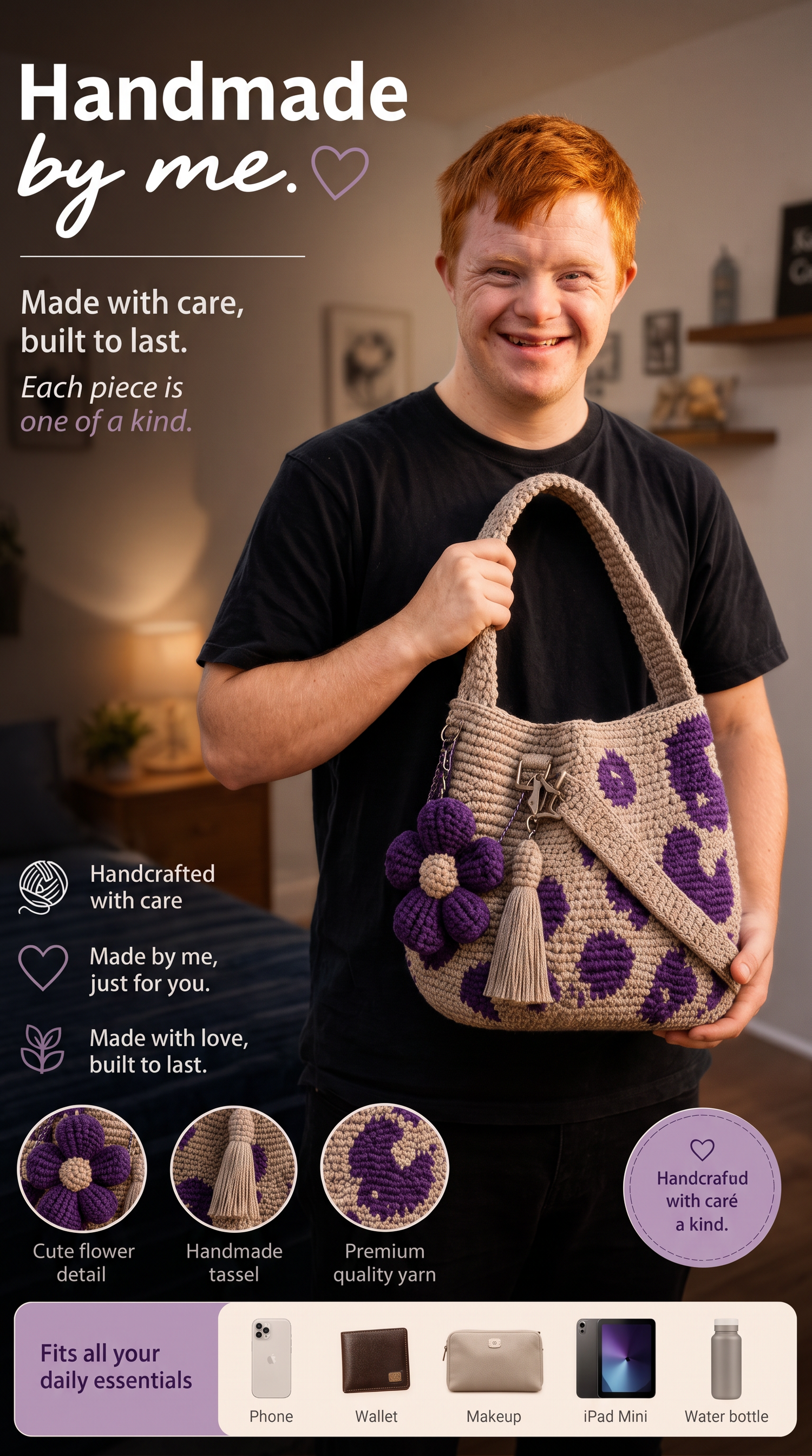 Handmade Crochet Flower Bag