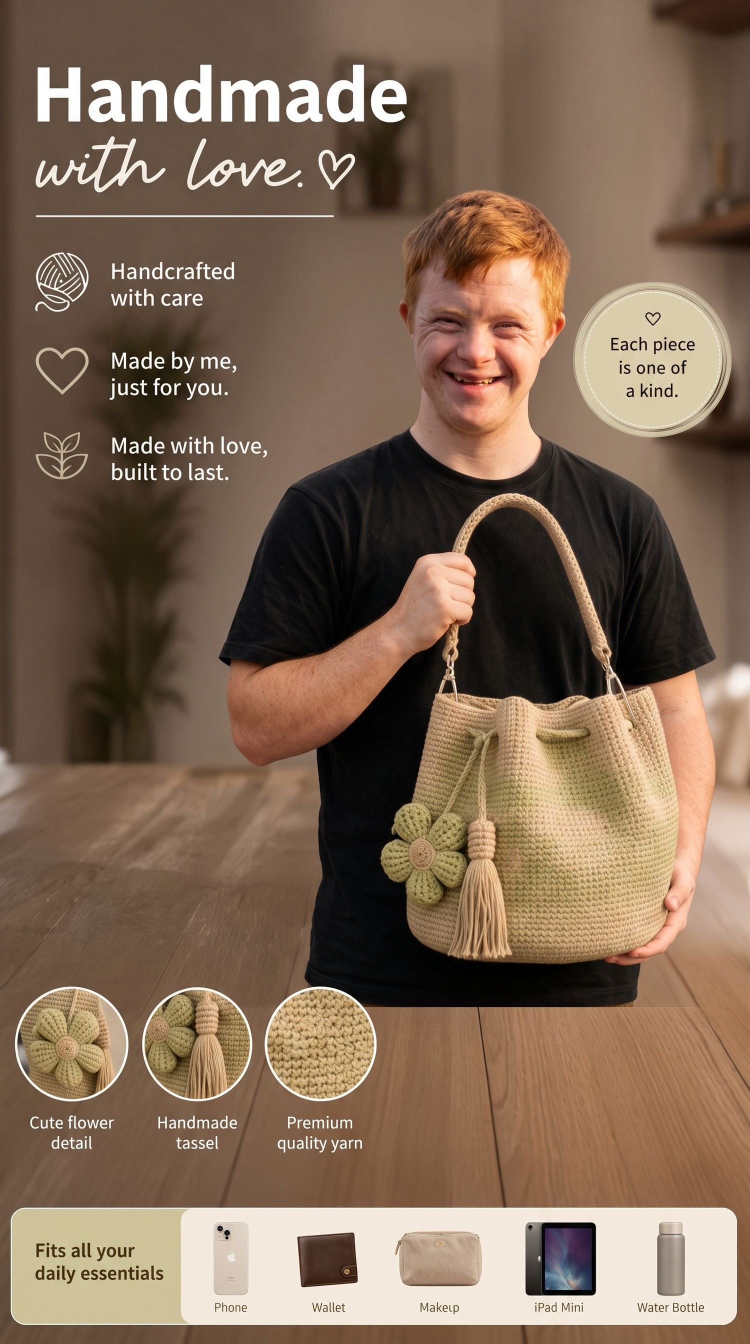 Handmade Crochet Flower Bag